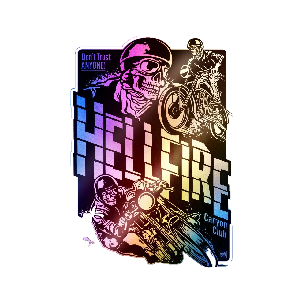 Hellfire Skull Badge Holographic Stickers